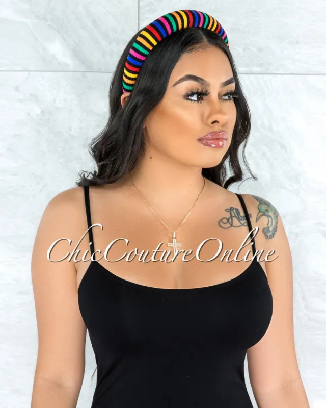 Shah Multi Color Striped Headband sold by chic