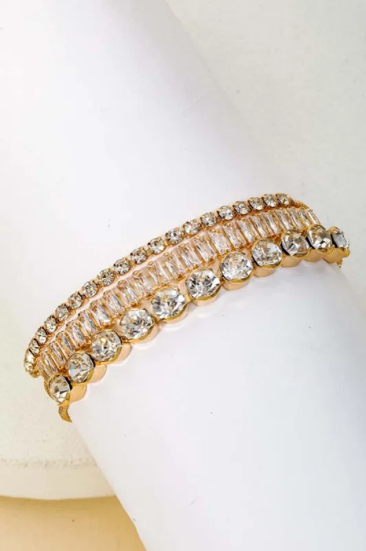 Burna Gold Adjustable Rhinestone Chain Bracelet Set sold by Chic Couture