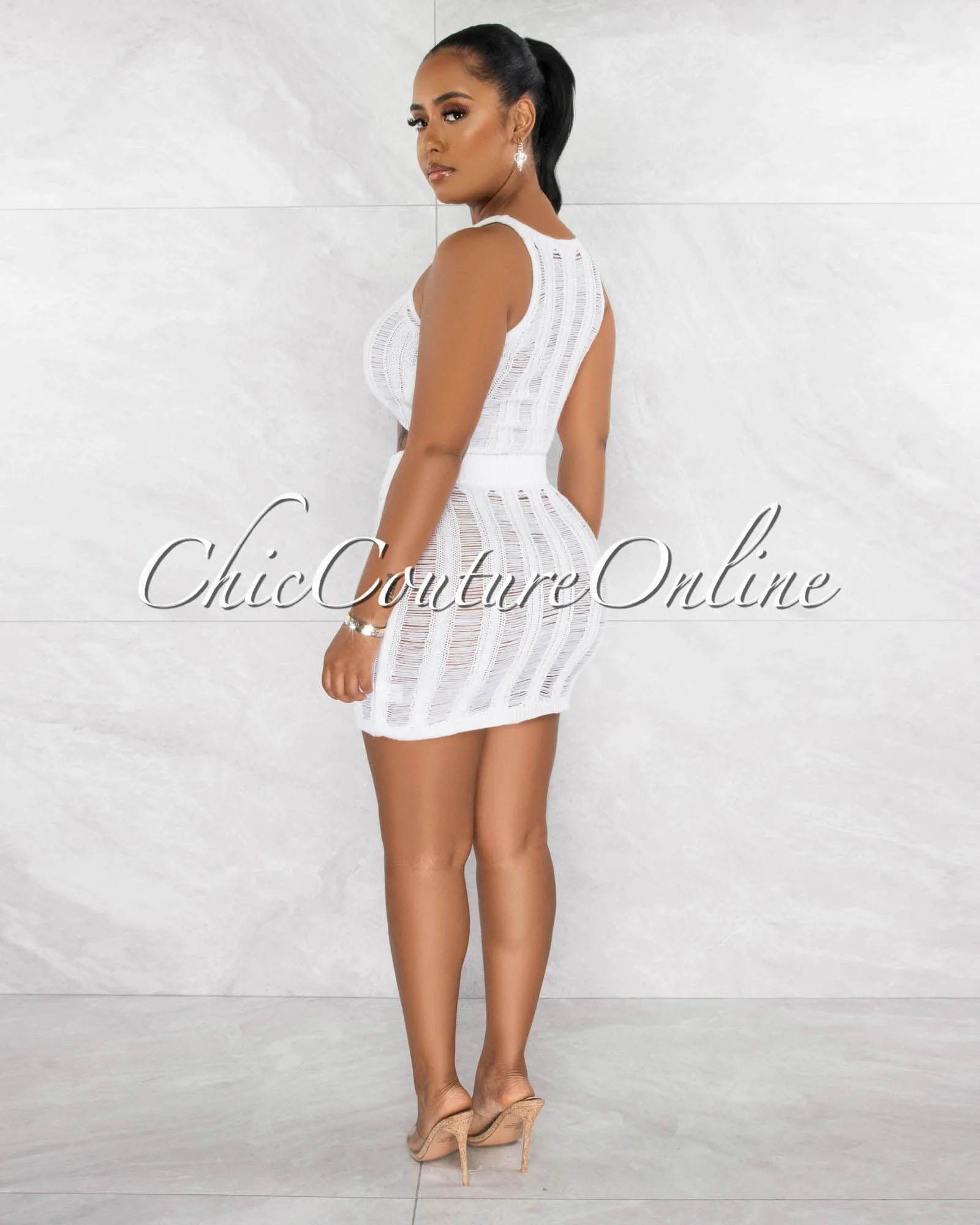*Mexie White Crochet Crop Top & Skirt Cover-Up Set sold by Chic Couture product image thumbnail 3
