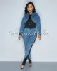 Philly Medium Denim Black Jacket & Jeans Set sold by Chic Couture