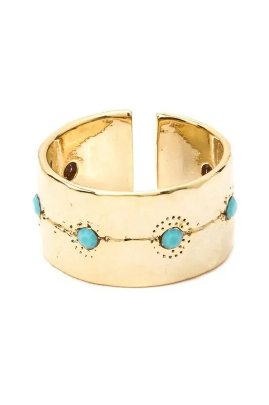 *Savannah Golden Turquoise Open Ring sold by Chic Couture