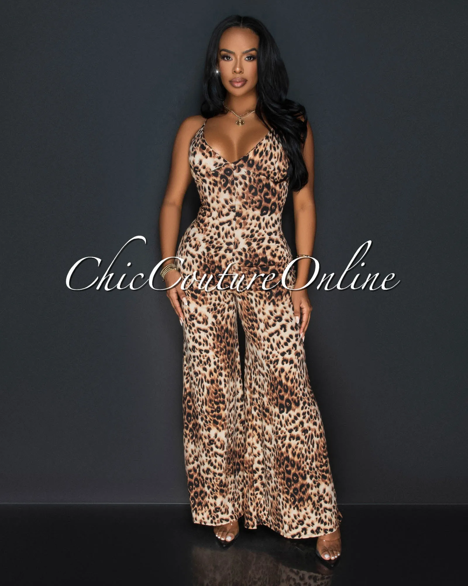 *Azra Leopard Print Wide Legs Jumpsuit sold by Chic Couture product image thumbnail 2