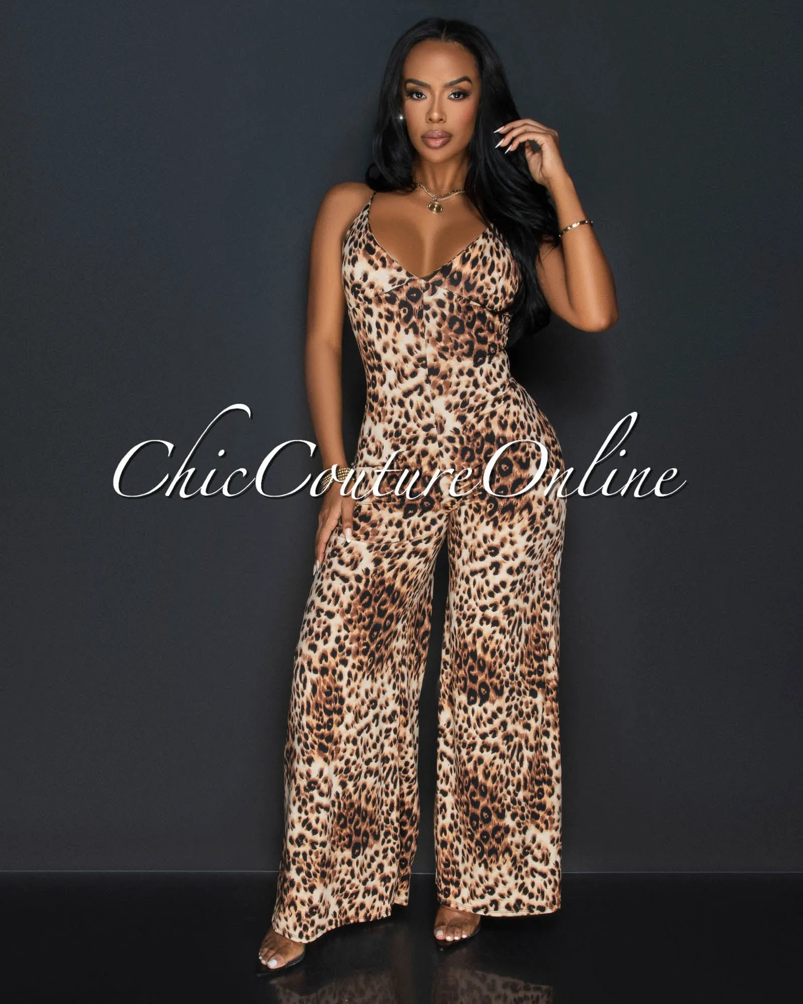 *Azra Leopard Print Wide Legs Jumpsuit sold by Chic Couture