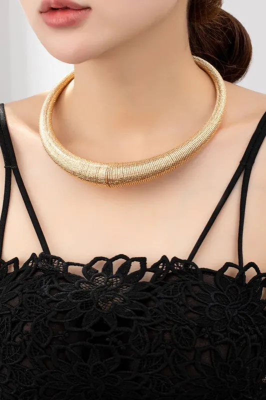 Allie Tapered Diamond Cut Wire Coil Choker Necklace sold by Chic Couture