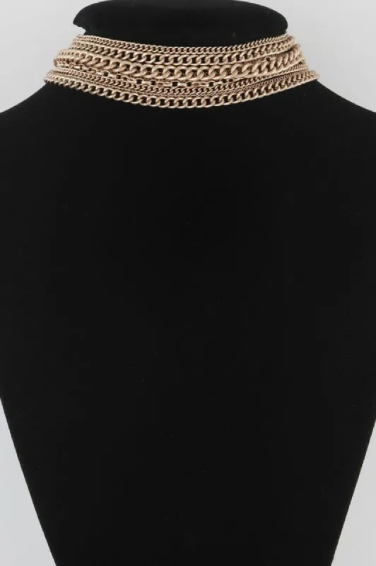 Matty Gold Multi Link Chain Choker Necklace sold by Chic Couture