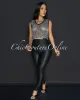 Vazy Black Rhinestones Mesh Top sold by Chic Couture