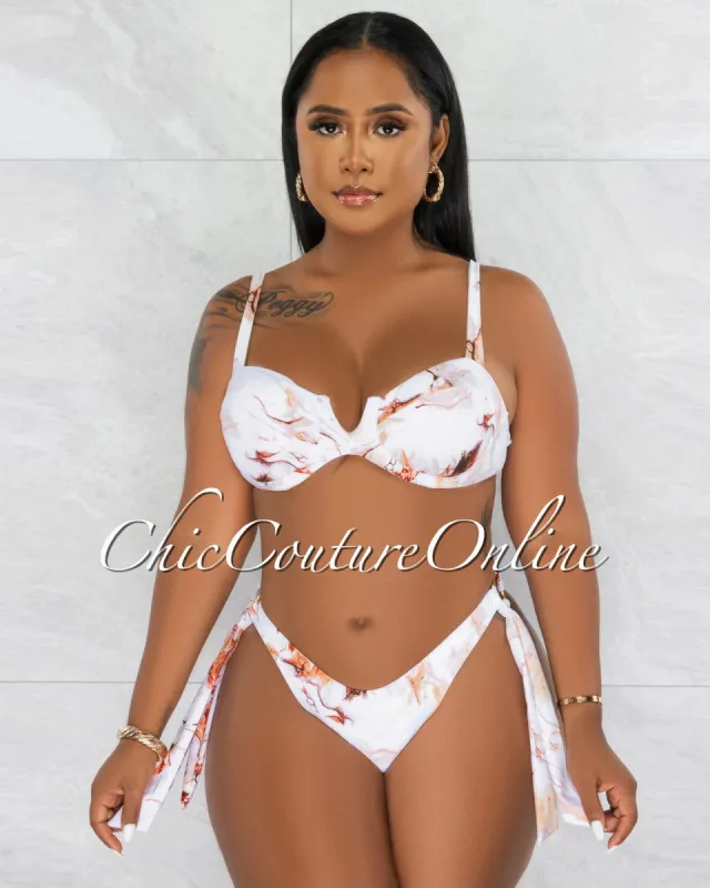 *Bethany White Orange Gold "O" Ring Accent Two Piece Bikini Set sold by chic