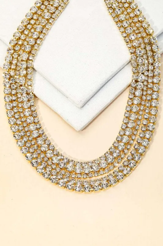 *Fatima Rhinestone Chain Layered Necklace sold by Chic Couture