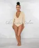 Nilam Nude Deep V Neck Long Sleeves Bodysuit sold by Chic Couture
