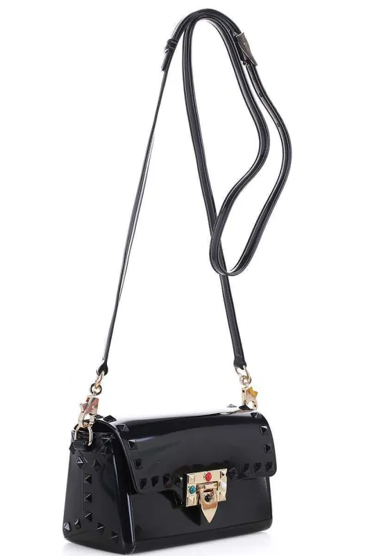 Tarra Black Studded Crossbody Bag sold by chic