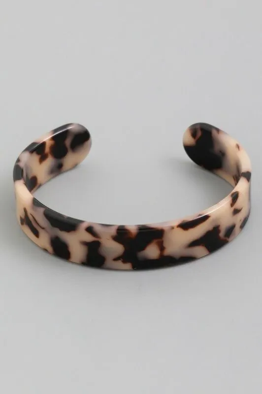 *Abra Beige Leopard Tortoise Shell Solid Cuff Bracelet sold by Chic Couture
