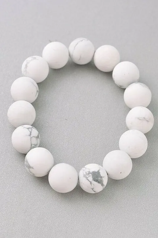 Taira White Agate Beaded Bracelet sold by chic