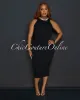 Liona Black Sleeveless Ribbed Midi Dress sold by Chic Couture
