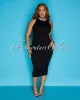 Liona Black Sleeveless Ribbed Midi Dress sold by Chic Couture