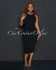 Liona Black Sleeveless Ribbed Midi Dress sold by Chic Couture