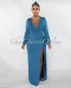 *Camelia Dark Teal Drape Side Slit Maxi Dress sold by Chic Couture