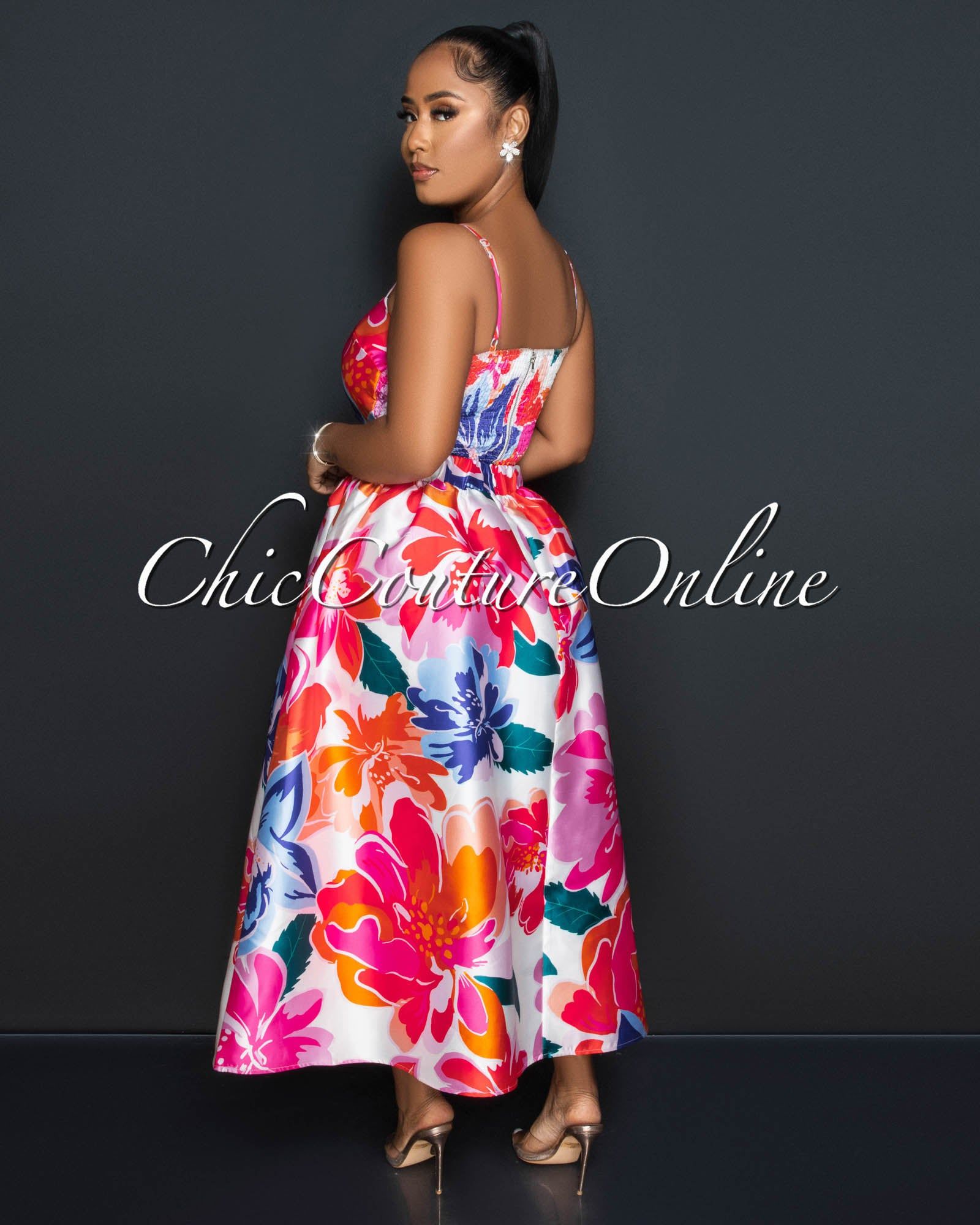 Charlese Multi-Color Print Crop Top & Maxi Skirt Set sold by Chic Couture product image thumbnail 4