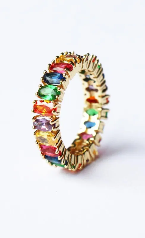 *Sarla Multi Color Stone Rainbow Ring sold by Chic Couture