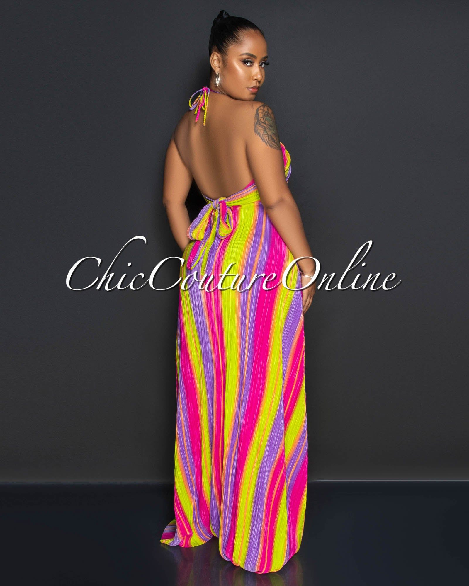 Esbelda Multi-Color Halter Maxi Dress sold by chic product image thumbnail 3