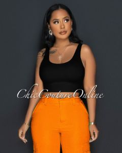 Radia Black Back Cut-Out Crop Top sold by Chic Couture
