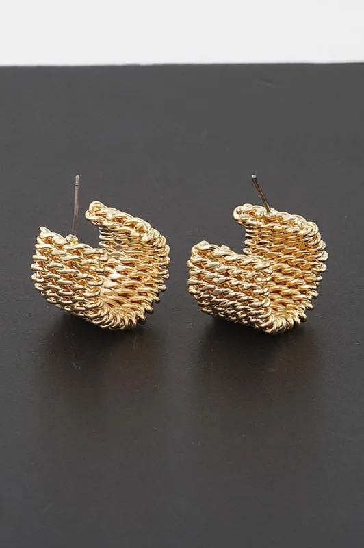 Rebecca Gold Twisted Chain Hoop Earrings sold by Chic Couture
