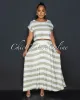 Fern Green Stripes Crop Top & Maxi Skirt Set sold by Chic Couture