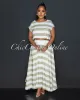 Fern Green Stripes Crop Top & Maxi Skirt Set sold by Chic Couture