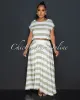 Fern Green Stripes Crop Top & Maxi Skirt Set sold by Chic Couture