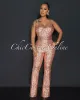 *Claster Rose Gold Sequins Belt Jumpsuit sold by Chic Couture