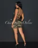 Zina Army Print Silver Belt Accent Top & Mini Skirt Set sold by Chic Couture