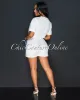 Panora White Blue Pearl Pockets Crop Top & Shorts Sporty Set sold by Chic Couture