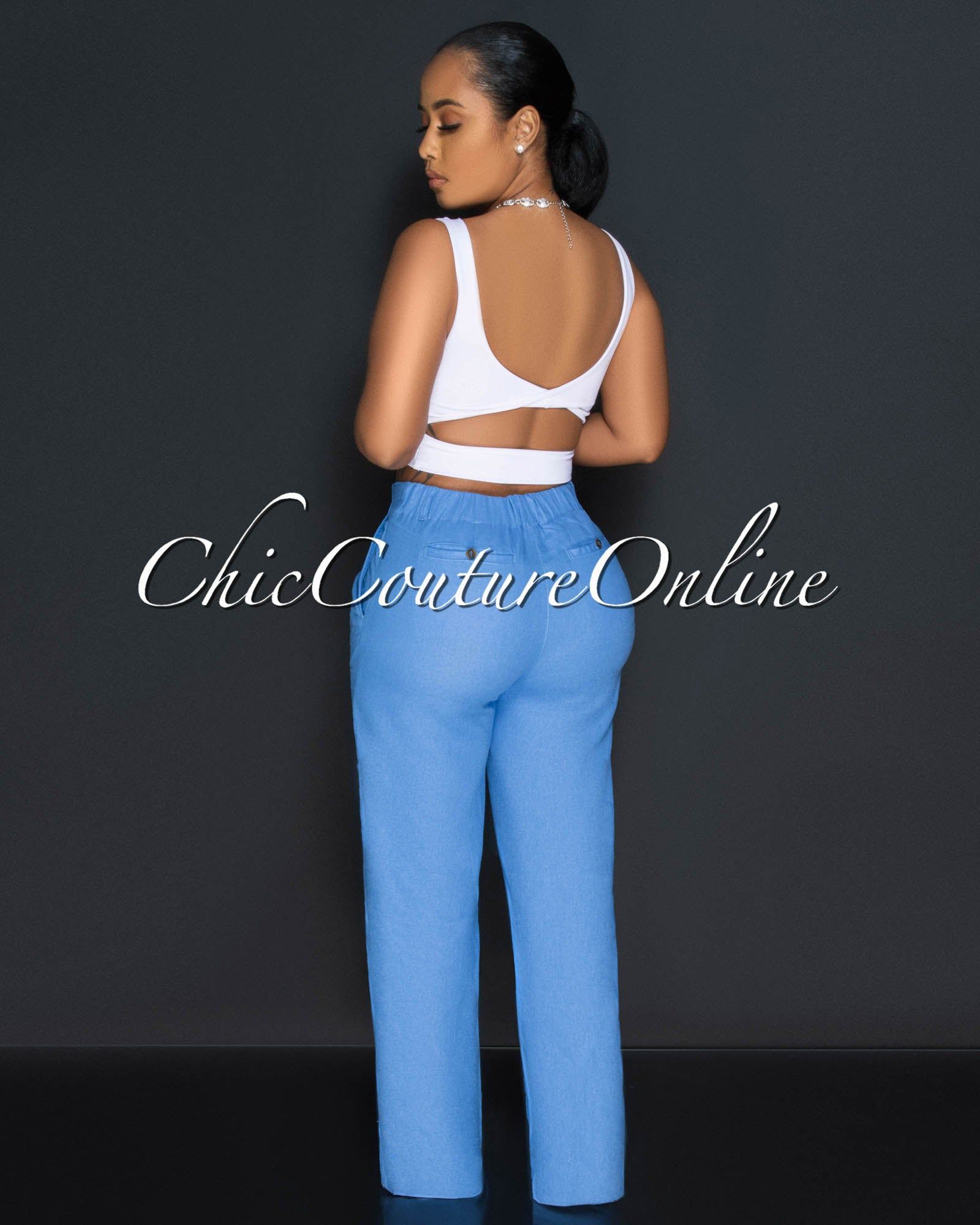 Radia White Back Cut-Out Crop Top sold by Chic Couture product image thumbnail 4