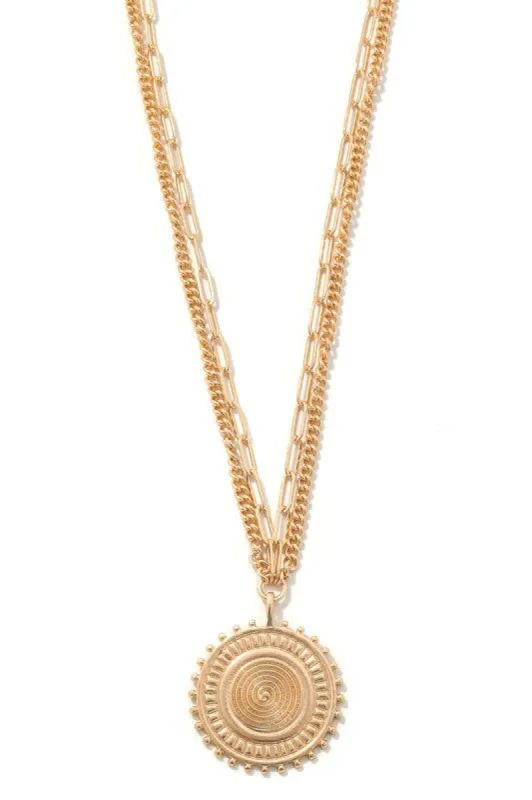 *Silvie Gold Double Strand Disc Pendant Necklace sold by Chic Couture