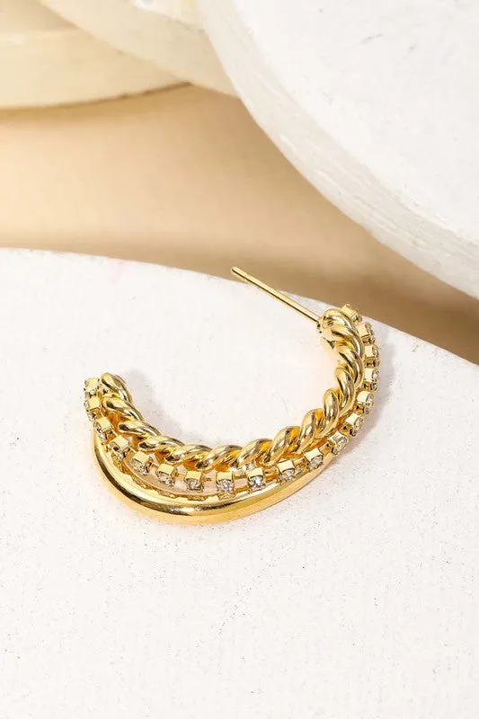 Karma Layered Rope Chain Twist Hoop Earrings sold by Chic Couture product image thumbnail 3