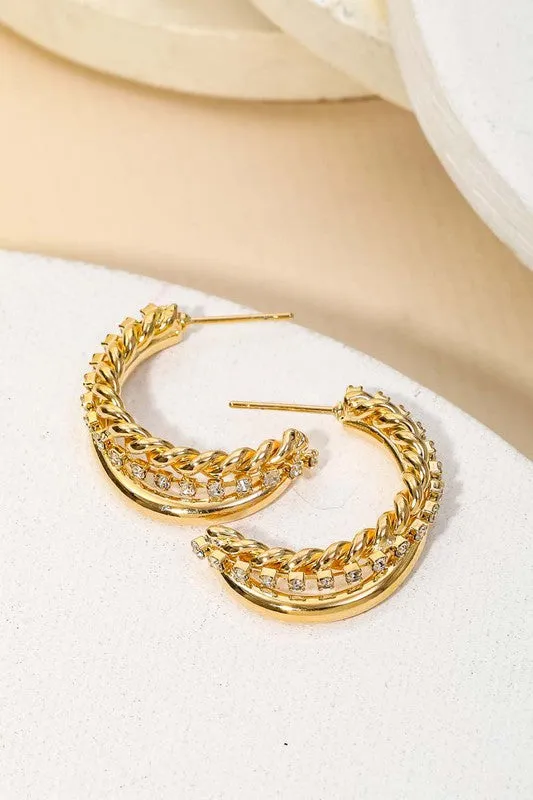 Karma Layered Rope Chain Twist Hoop Earrings sold by Chic Couture