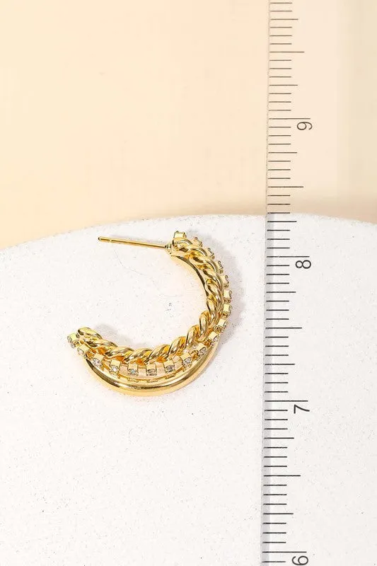 Karma Layered Rope Chain Twist Hoop Earrings sold by Chic Couture product image thumbnail 2