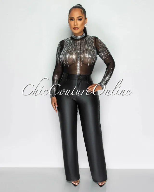 Hellen Black Vegan Leather Pants sold by Chic Couture