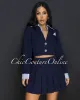 Joda Navy Blue White Blazer & Mini Pleated Skirt Set sold by Chic Couture