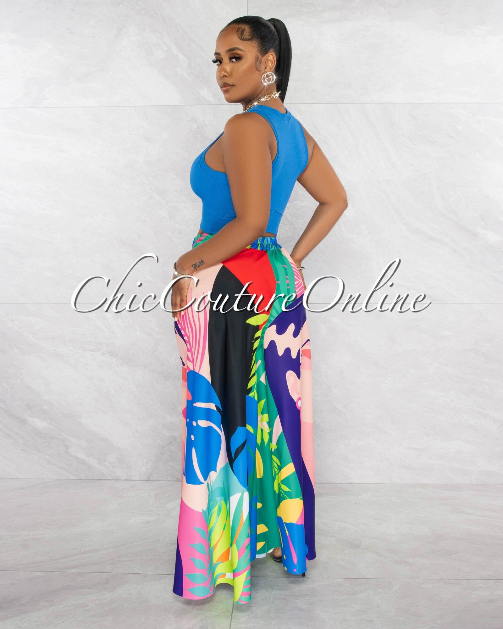 Maximo Blue Racer "V" Waist Crop Top sold by Chic Couture product image thumbnail 3