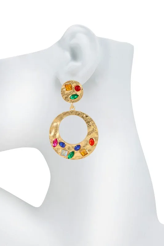 Chloe Metal Circle Dangle Earrings with Emerald Crystal Accent sold by Chic Couture product image thumbnail 3
