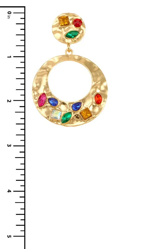 Chloe Metal Circle Dangle Earrings with Emerald Crystal Accent sold by Chic Couture product image thumbnail 2