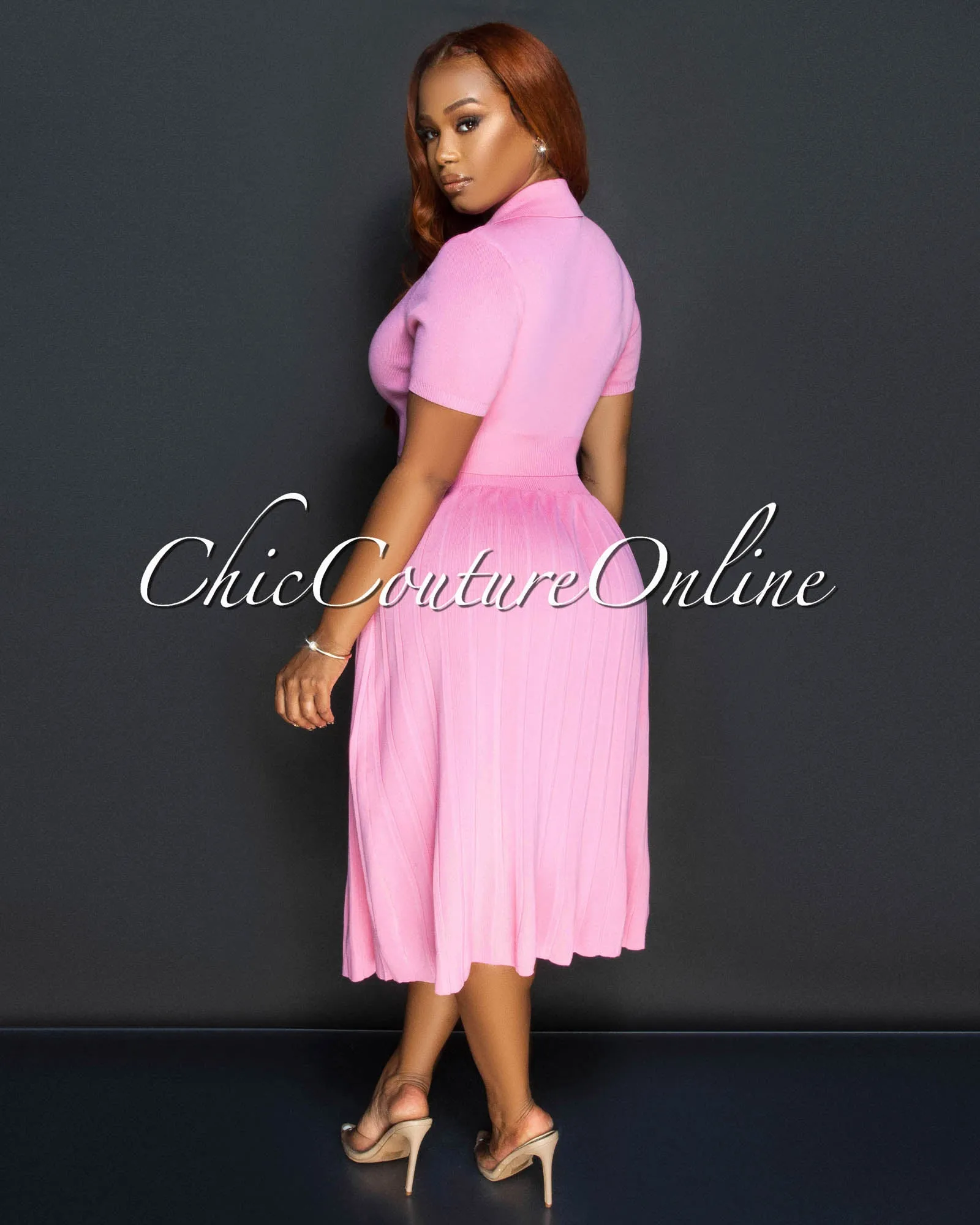 Senna Pink Tennis Crop Top & Skirt Set sold by Chic Couture product image thumbnail 2