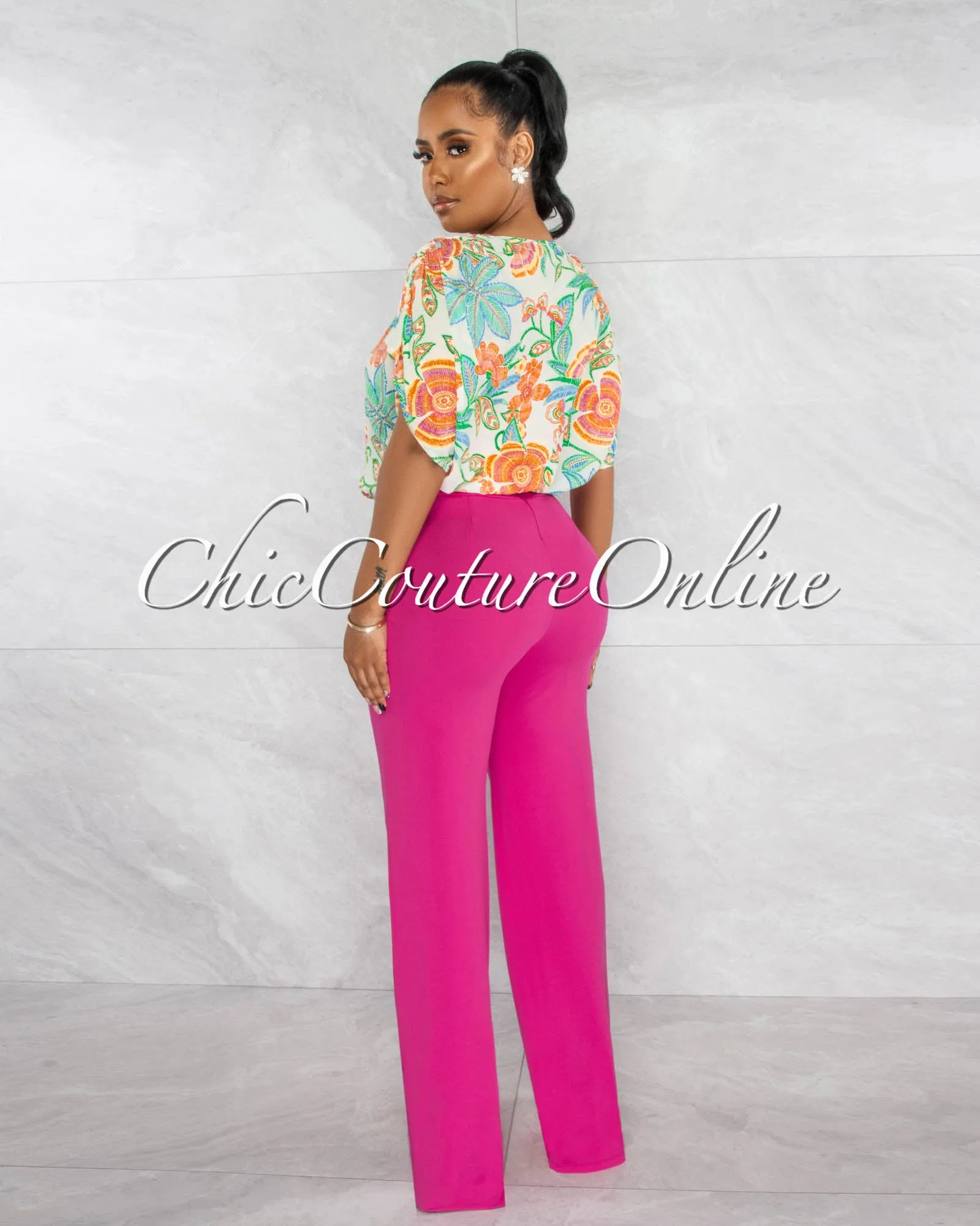 *Marcie Fuchsia High Waist Straight Legs Pants sold by Chic Couture product image thumbnail 2