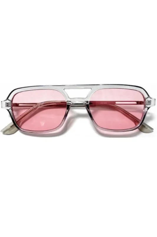 Indiya Pink Lens Retro Aviator Sunglasses sold by chic