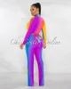 *Cecilia Rainbow Multi-Color Ombre Deep V-Neck Jumpsuit sold by Chic Couture