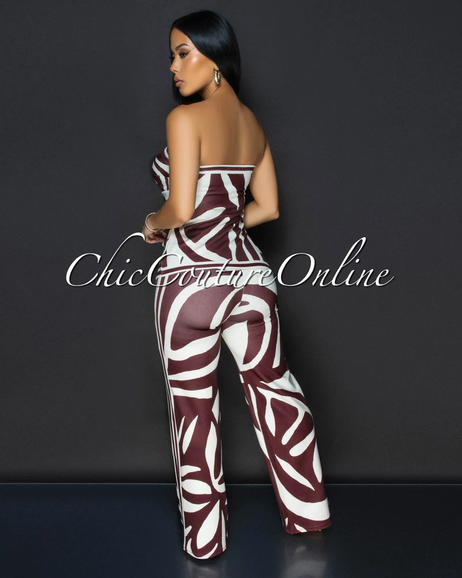 Jenelle Brown Cream Print Top & Pants Set sold by Chic Couture product image thumbnail 4