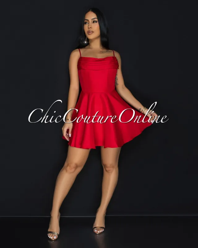 Caselle Red Skater Mini Dress sold by Chic Couture