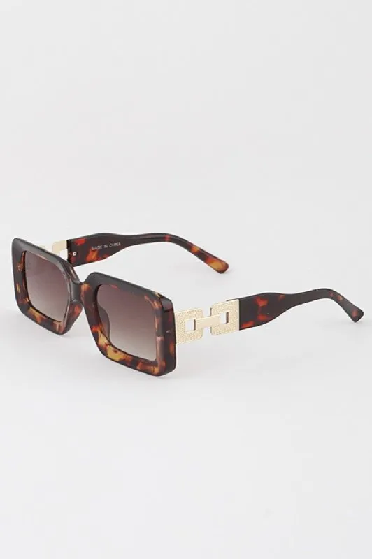 Ekin Tortoise Rectangular Sunglasses sold by Chic Couture