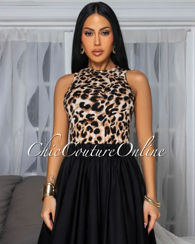 Yang Nude Leopard Print Racer Top sold by Chic Couture