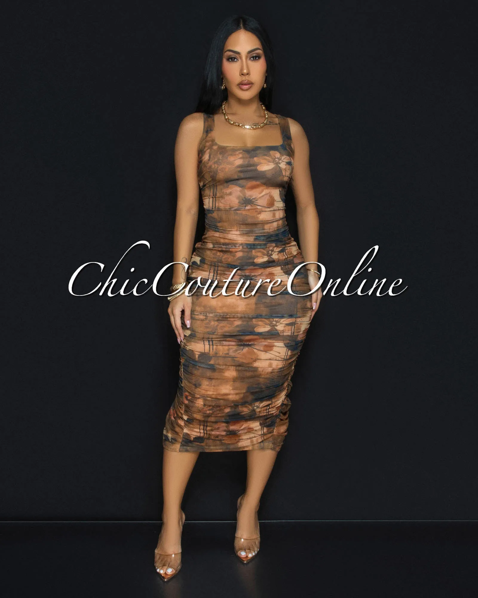 Laroude Copper Ruched Midi Dress sold by Chic Couture product image thumbnail 2